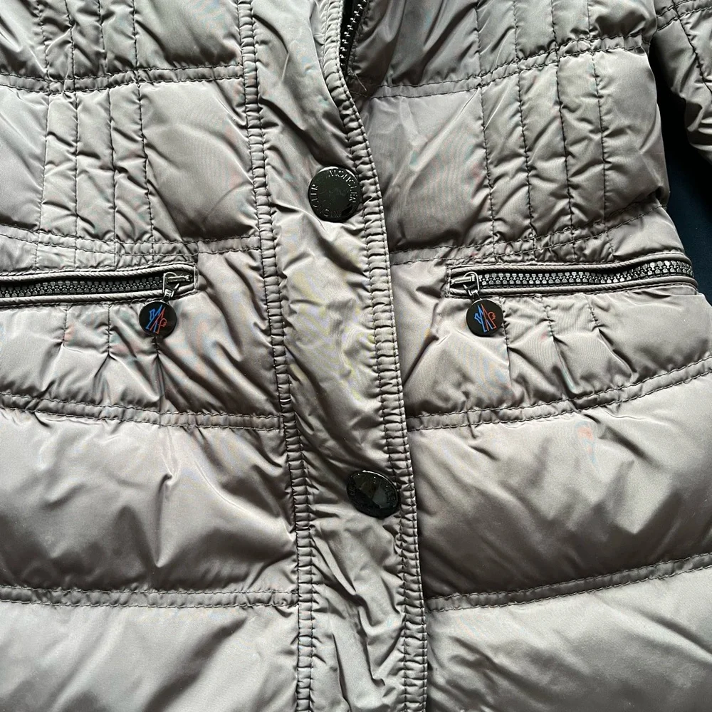 Moncler Metallic Silver Jacket with Black Knit Collar - Picture 8 of 11